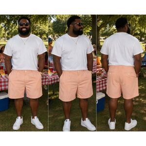 Jos. A. Bank Stays Cool Shorts Mens 40 Peach Cotton Flat Front Casual‎ Shorts